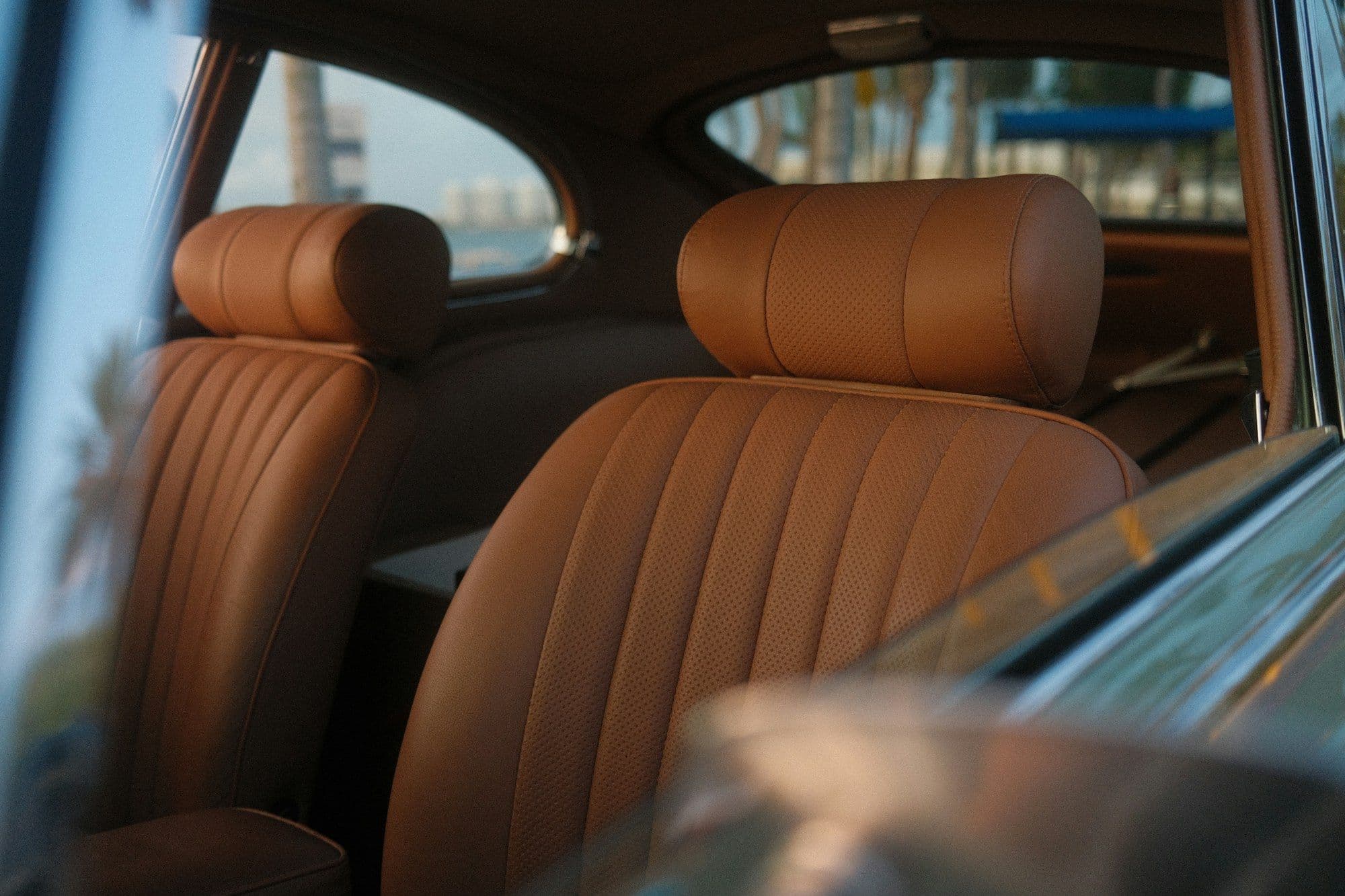 Car interior with tan leather seats