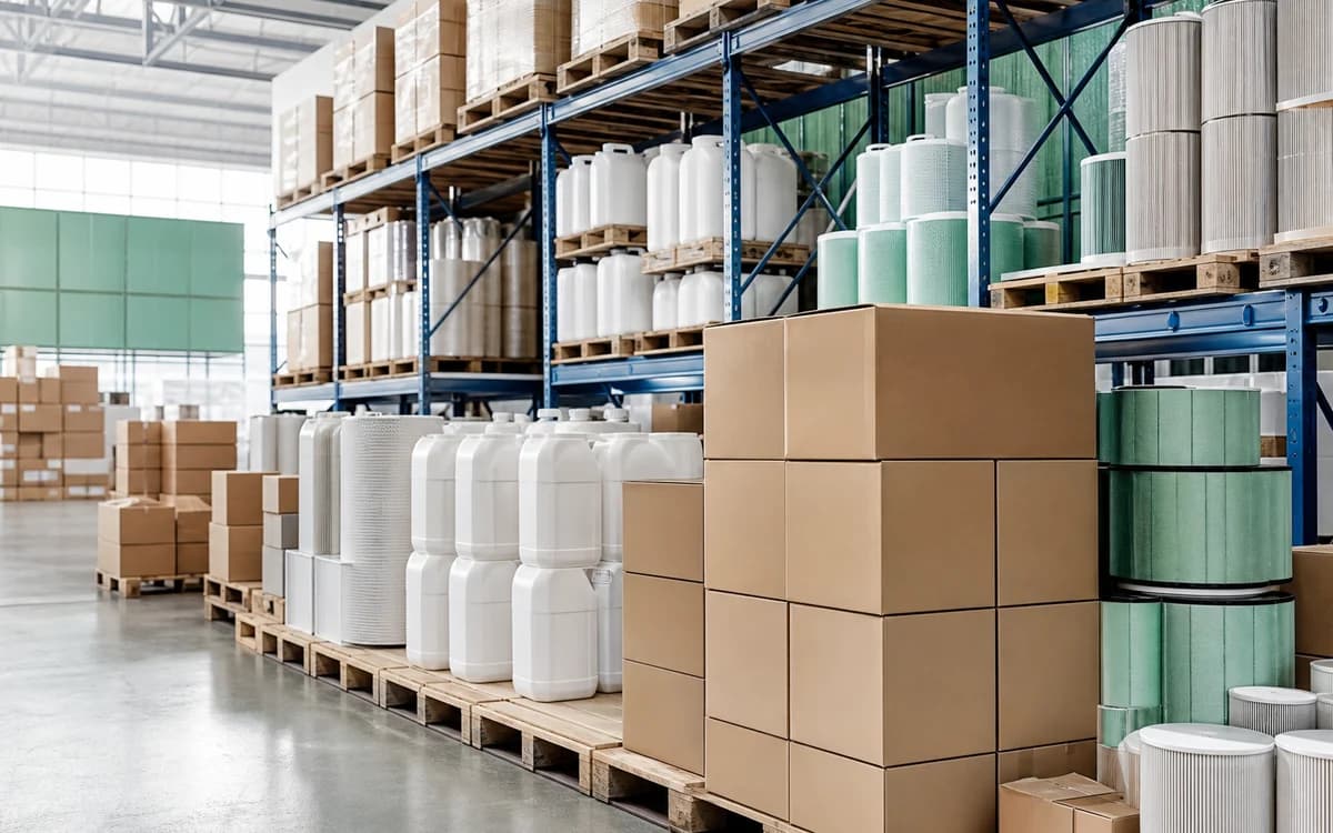 Palletized export master cartons stretch-wrapped for FBA ocean freight
