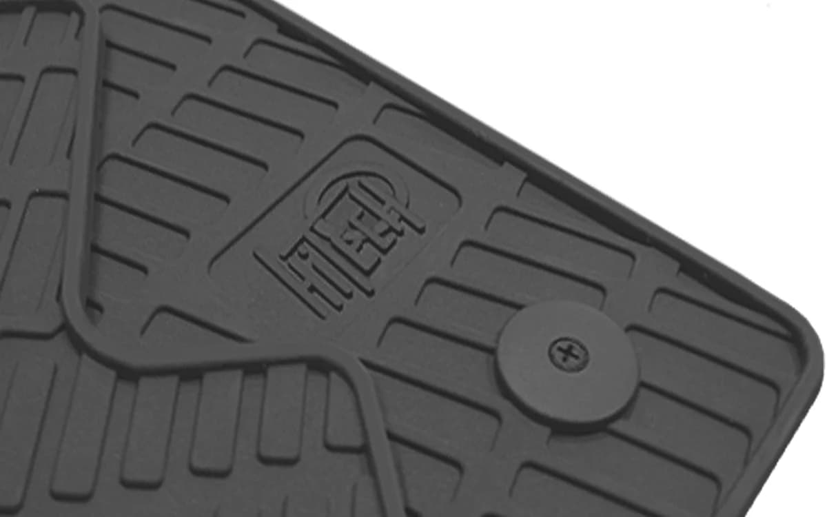 Moulded high-density rubber floor mats showing textured non-slip surface