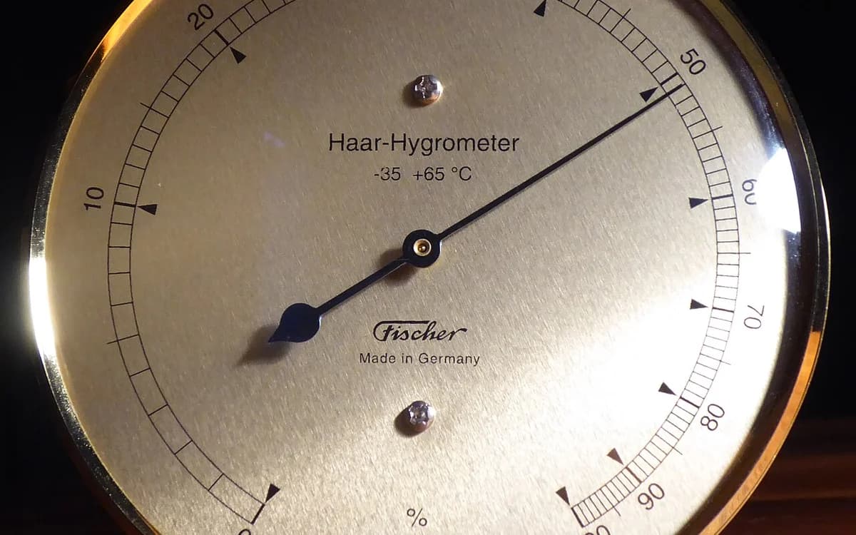 Digital thermo-hygrometer monitoring indoor temperature and high relative humidity