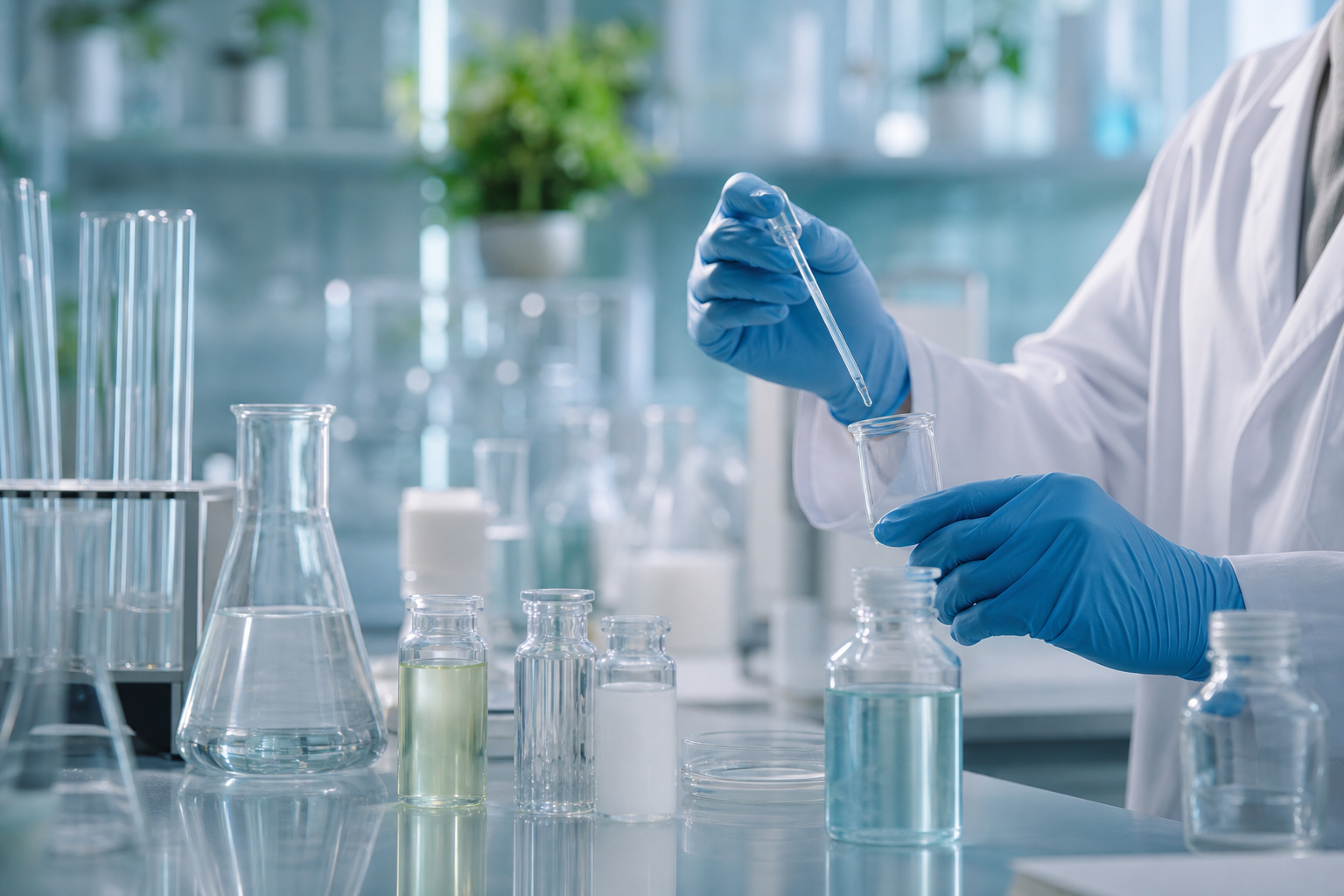 Laboratory quality control scene for indoor air treatment formulations